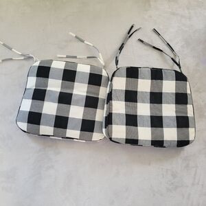 Rachel Ashwell The Prarie Buffalo Plaid Seat Cushion 2 Black White Check
